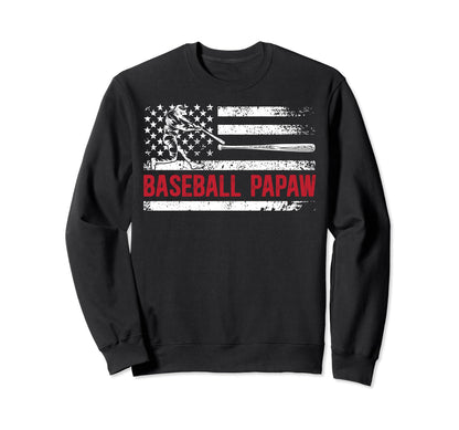 Baseball Papaw Us Flag Papaw Sweatshirt - Minimalist Print Men Women - T-Shirt, Sweatshirt, Hoodie