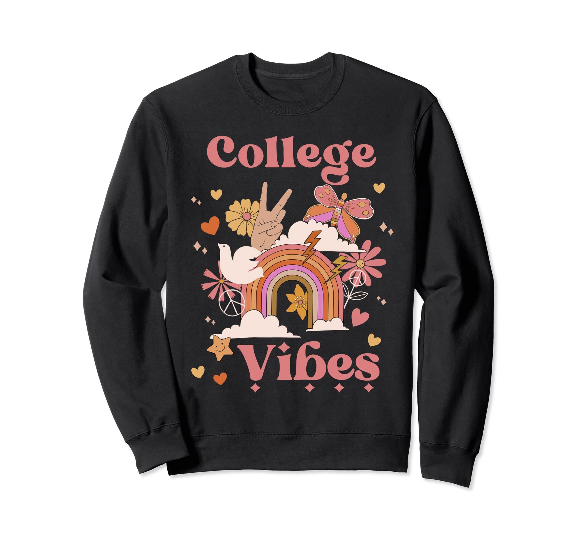 College Vibes School Groovy Sweatshirt - Minimalist Print Men Women - T-Shirt, Sweatshirt, Hoodie