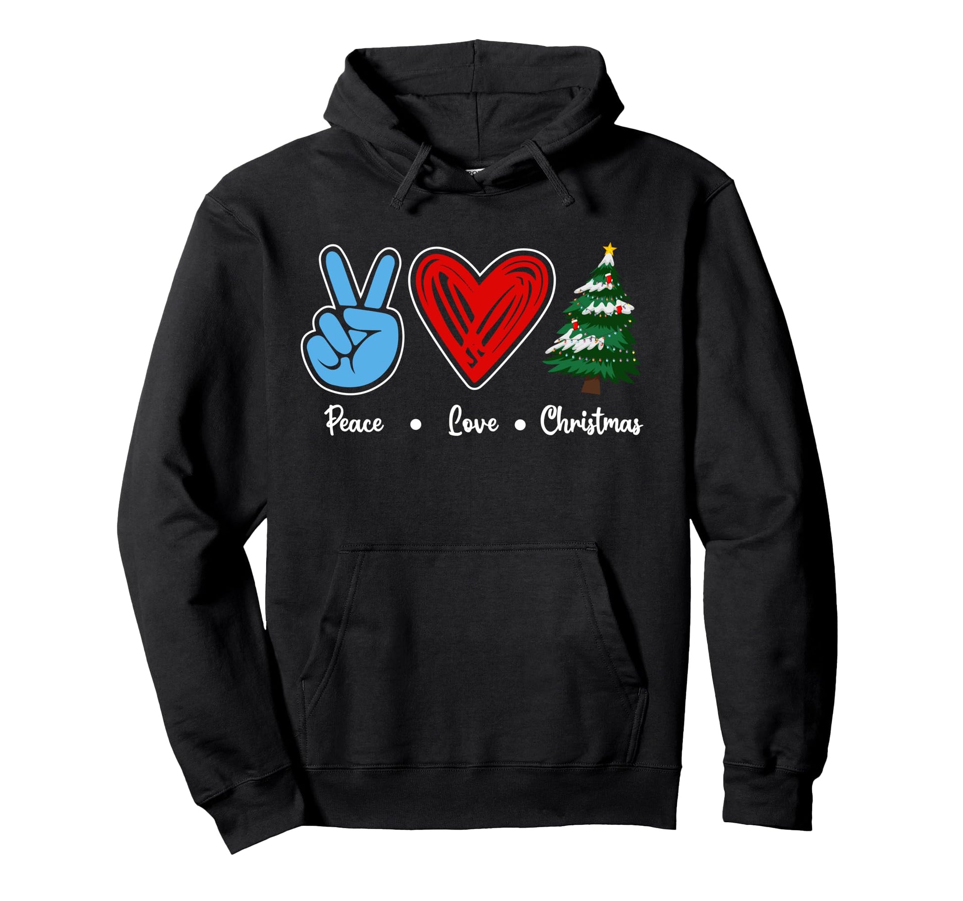 Peace Love Merry Gift Heart T-Shirt - Custom Art Print Unisex - T-Shirt, Sweatshirt, Hoodie