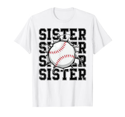 Baseball Sister Cracked Wall Family T-Shirt - Novelty Apparel for Adults - T-Shirt, Sweatshirt, Hoodie