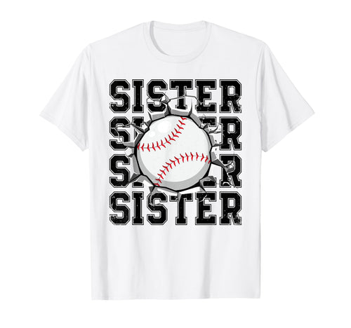 Baseball Sister Cracked Wall Family T-Shirt - Novelty Apparel for Adults - T-Shirt, Sweatshirt, Hoodie