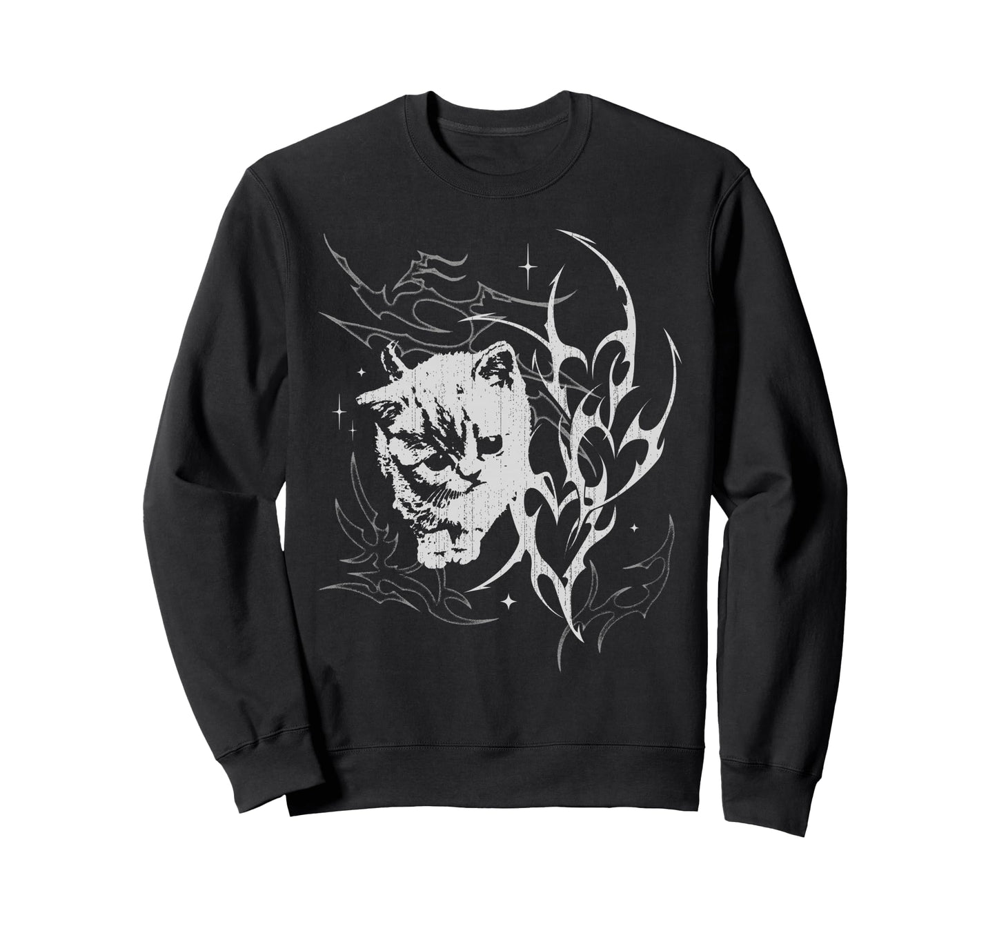 Y2K Cat Emo Goth 90S 2000S Grunge Sweatshirt - Unique Graphic Unisex - T-Shirt, Sweatshirt, Hoodie