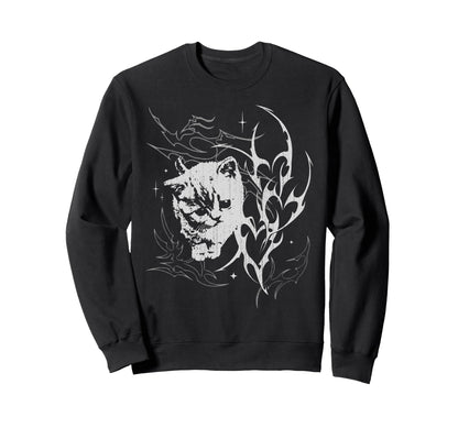 Y2K Cat Emo Goth 90S 2000S Grunge Sweatshirt - Unique Graphic Unisex - T-Shirt, Sweatshirt, Hoodie