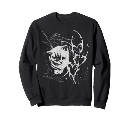 Y2K Cat Emo Goth 90S 2000S Grunge Sweatshirt - Unique Graphic Unisex - T-Shirt, Sweatshirt, Hoodie