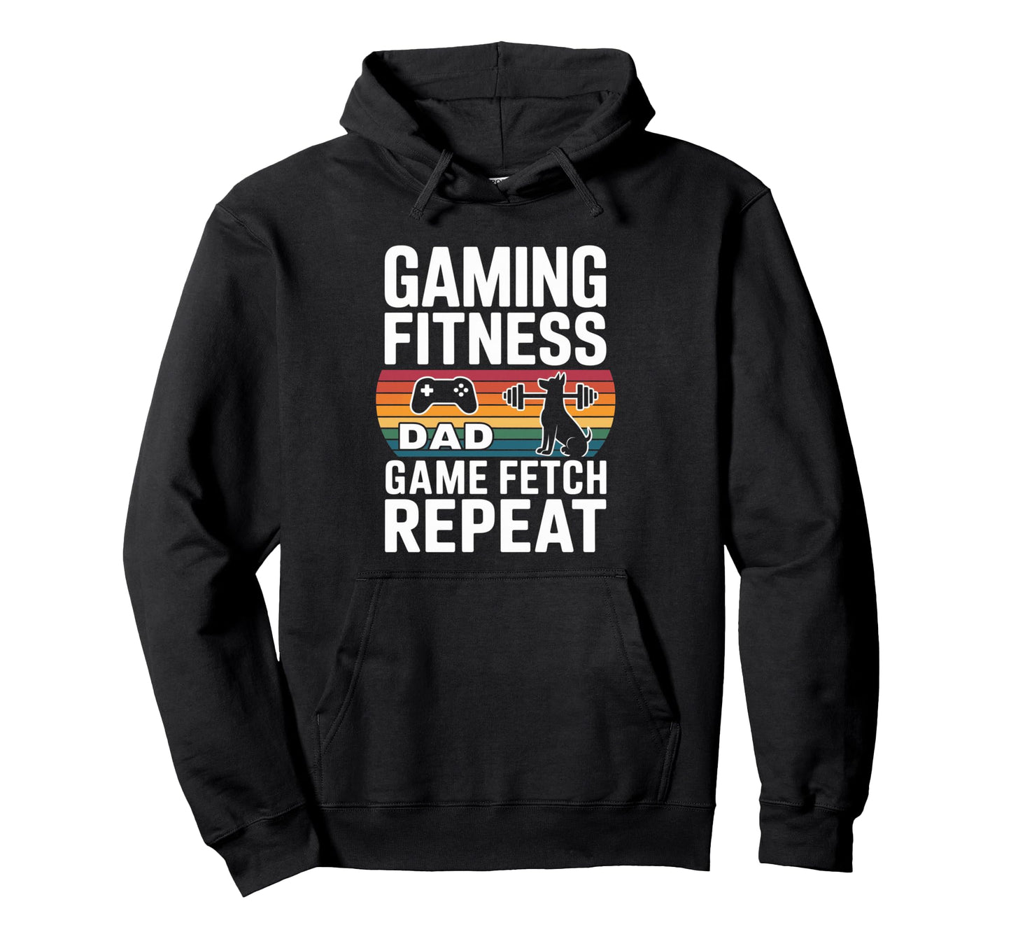 Gaming Fitness Dad Game Fetch Repeat Hoodie - Custom Art Print for Adults - T-Shirt, Sweatshirt, Hoodie