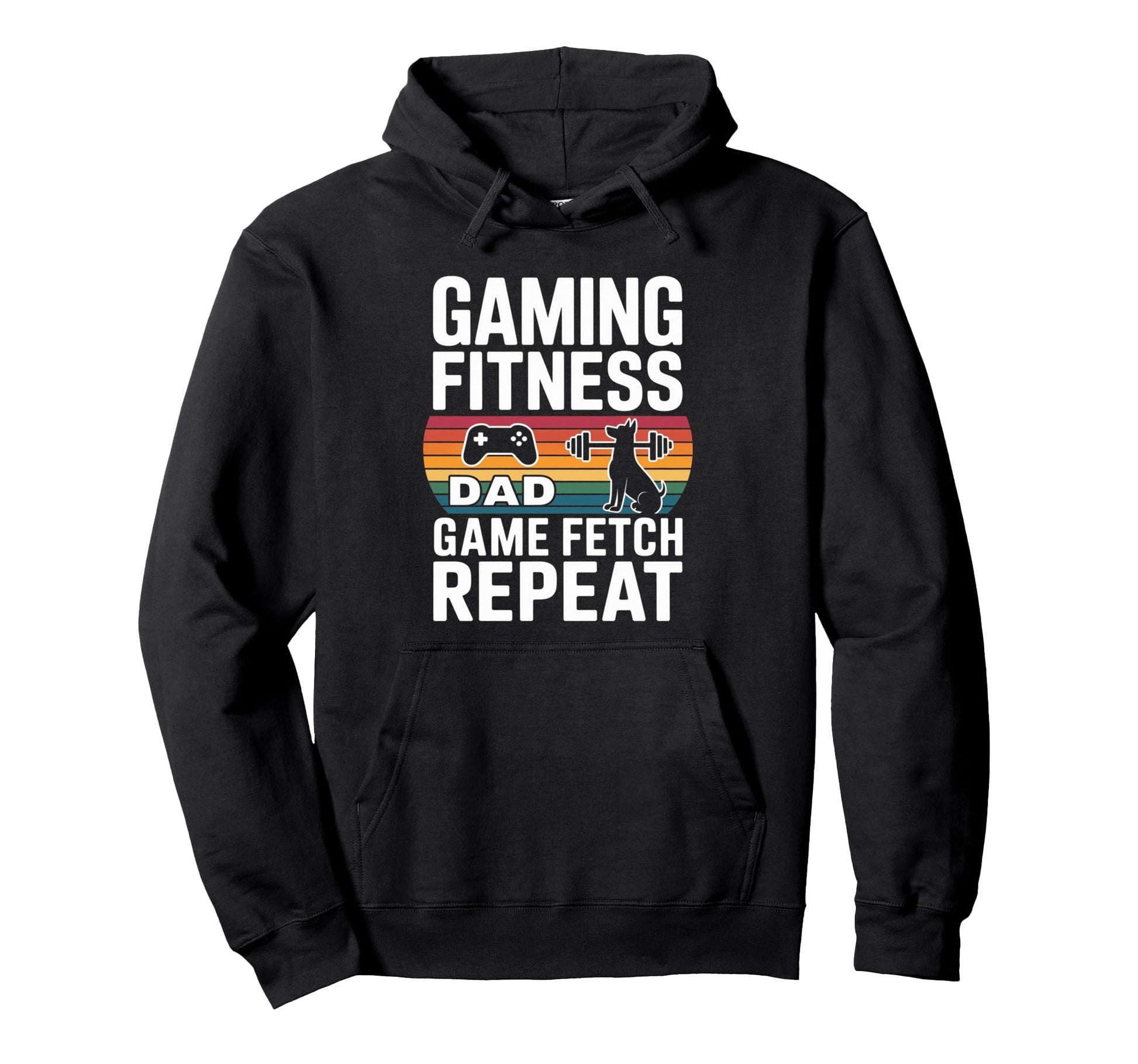 Gaming Fitness Dad Game Fetch Repeat Hoodie - Custom Art Print for Adults - T-Shirt, Sweatshirt, Hoodie