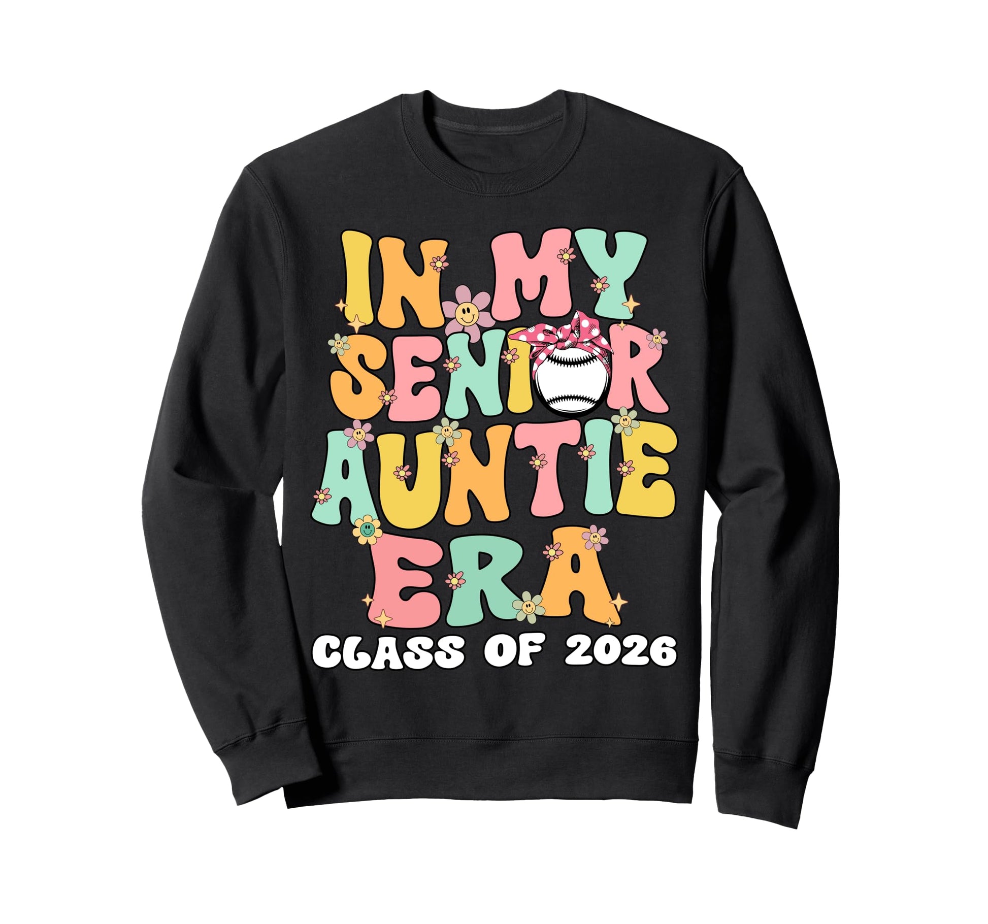 My Senior Aunt Era Groovy Baseball Sweatshirt - Novelty Apparel Men Women - T-Shirt, Sweatshirt, Hoodie