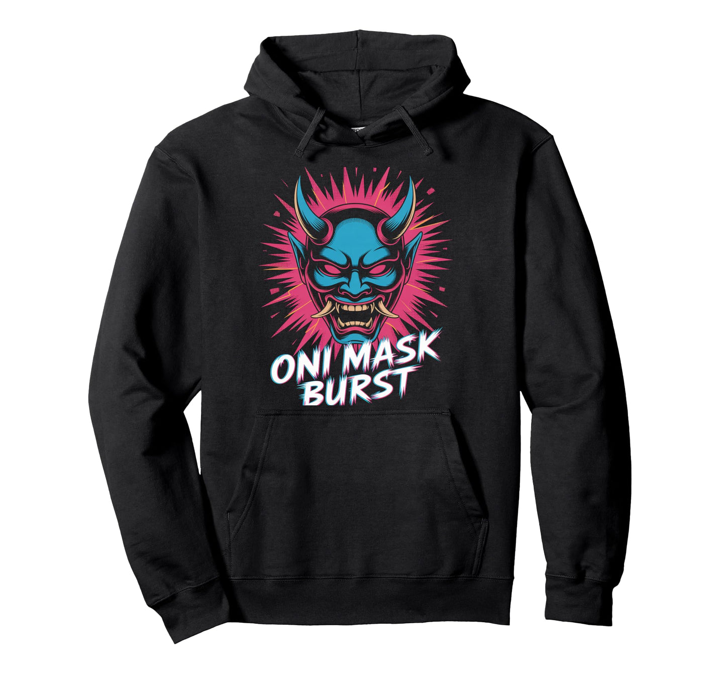 Oni Mask Burst Pop Culture Japanese Hoodie - Streetwear Style for Adults - T-Shirt, Sweatshirt, Hoodie