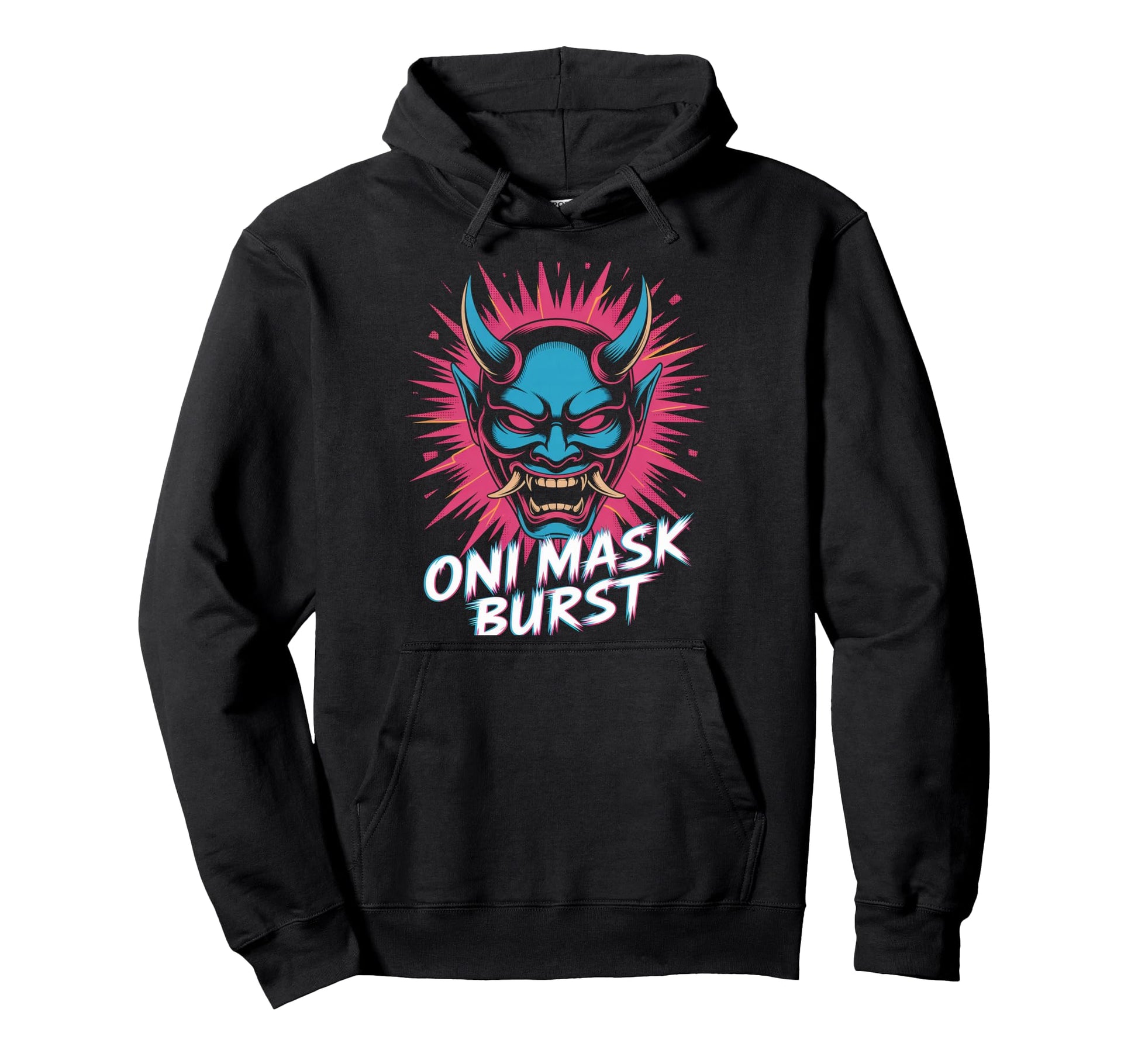 Oni Mask Burst Pop Culture Japanese Hoodie - Streetwear Style for Adults - T-Shirt, Sweatshirt, Hoodie