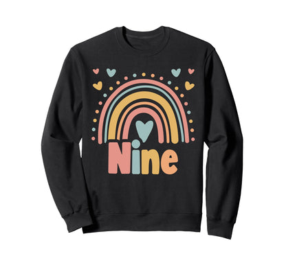 9 Year Old Boho Rainbow 9Th Birthday Sweatshirt - Graphic Print for Adults - T-Shirt, Sweatshirt, Hoodie