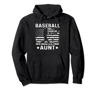 Baseball Aunt Usa Flag 4Th July Hoodie - Graphic Print Unisex - T-Shirt, Sweatshirt, Hoodie