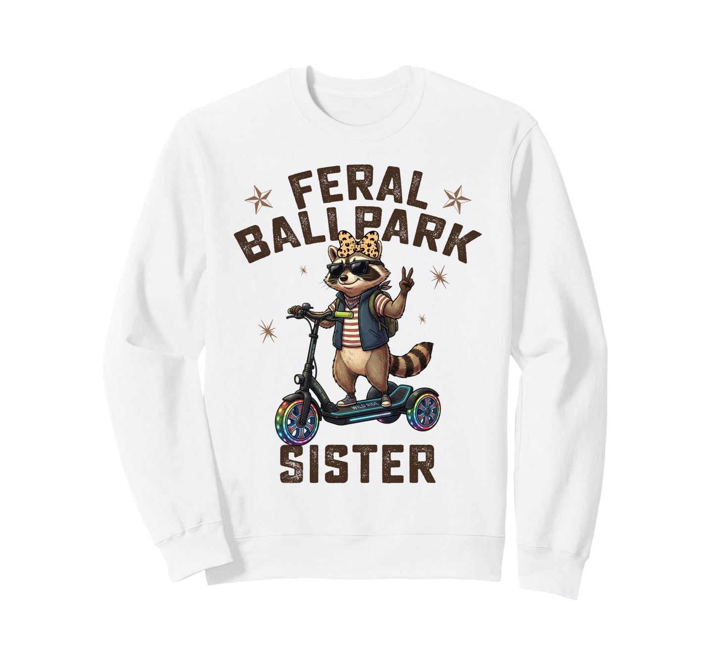 Raccoon And Scooter Feral Ballpark Sweatshirt - Streetwear Style Unisex - T-Shirt, Sweatshirt, Hoodie
