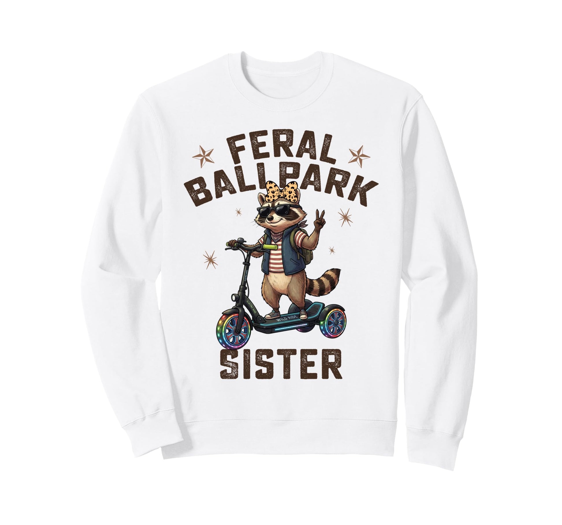 Raccoon And Scooter Feral Ballpark Sweatshirt - Streetwear Style Unisex - T-Shirt, Sweatshirt, Hoodie