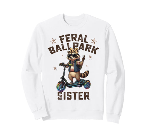 Raccoon And Scooter Feral Ballpark Sweatshirt - Streetwear Style Unisex - T-Shirt, Sweatshirt, Hoodie