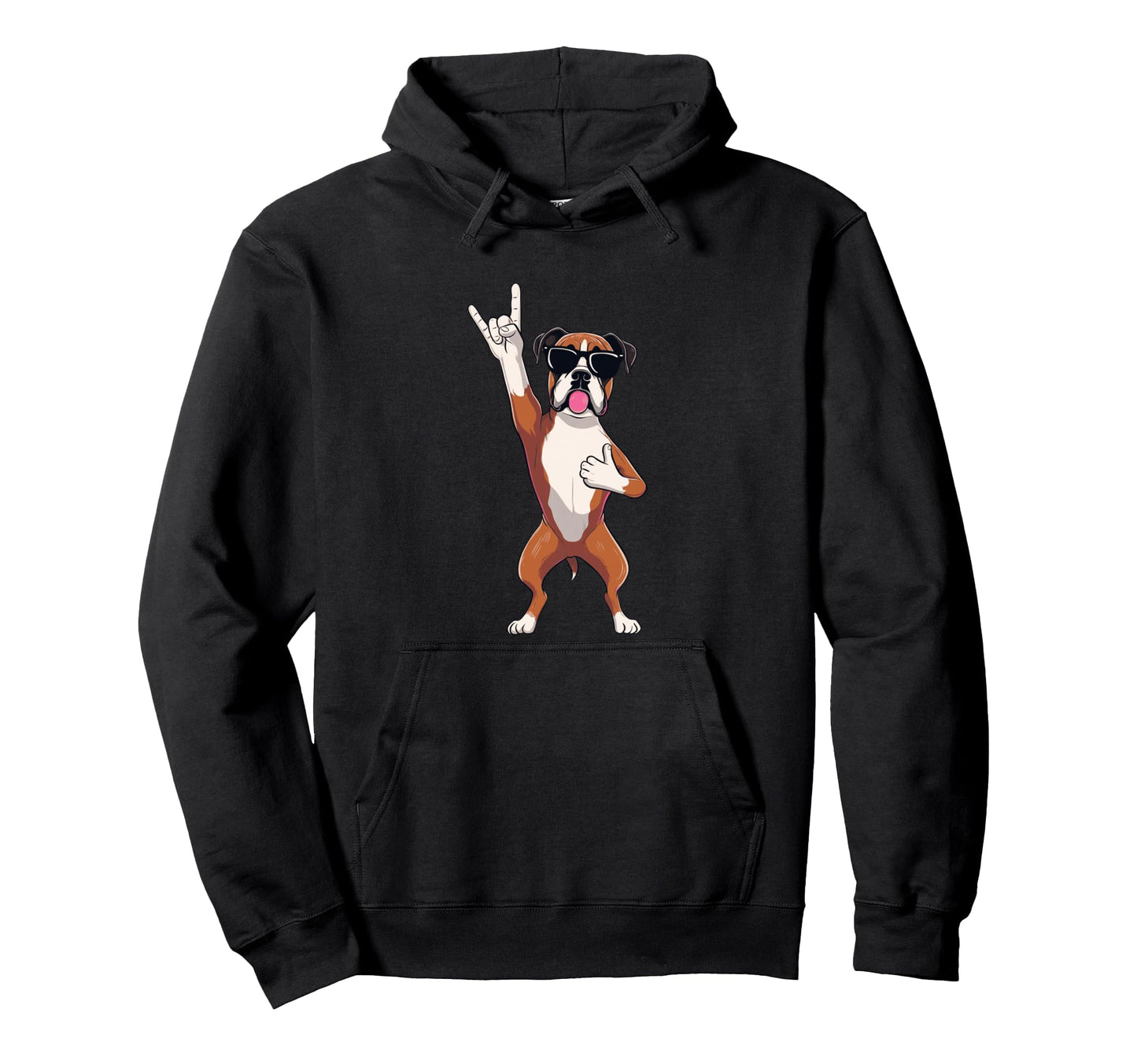 Funny Rock Dog Boxer Breed Hoodie - Casual Everyday Wear for Adults - T-Shirt, Sweatshirt, Hoodie