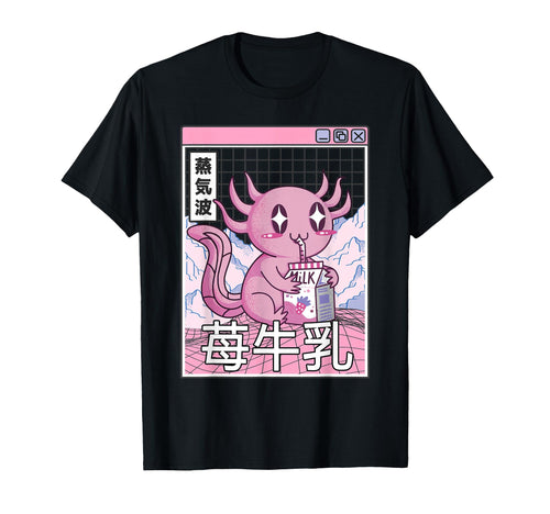Axolotl Strawberry Milk Kawaii T-Shirt - Streetwear Style Men Women - T-Shirt, Sweatshirt, Hoodie