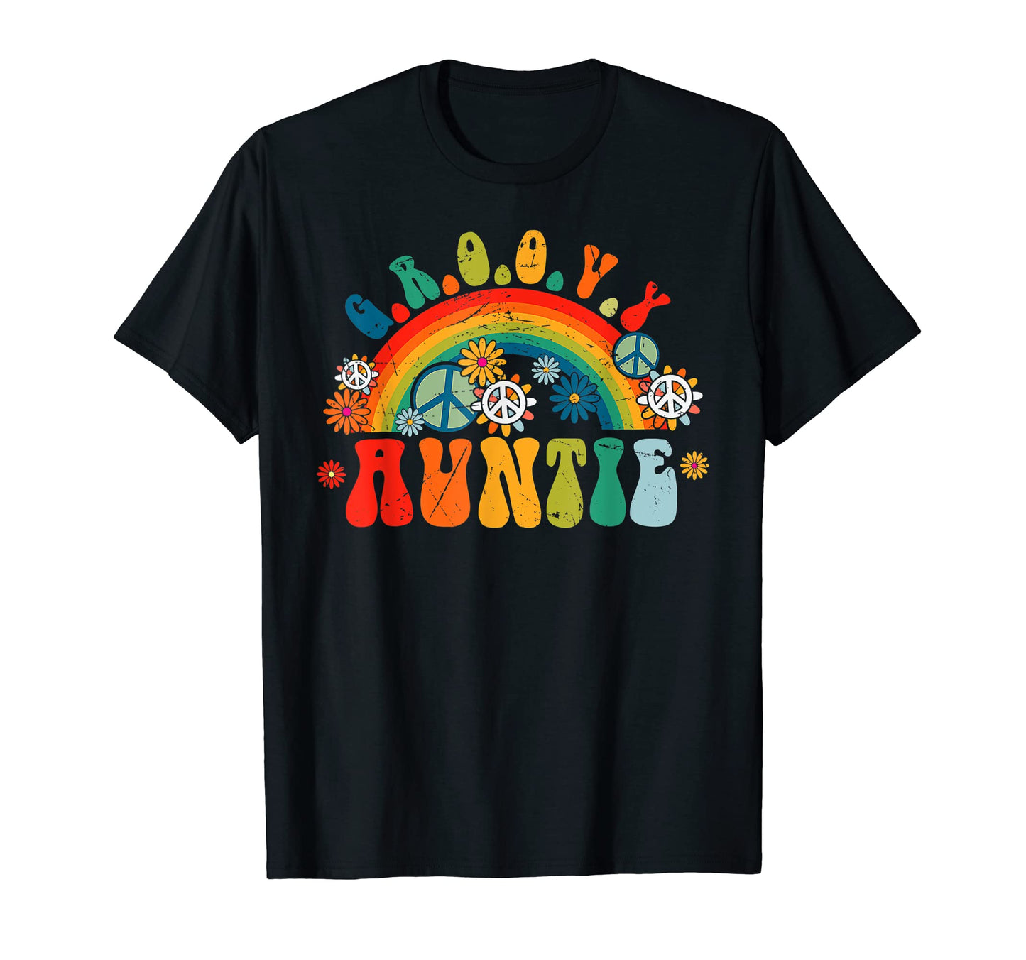 Groovy Auntie Rainbow Colorful T-Shirt - Custom Art Print for Adults - T-Shirt, Sweatshirt, Hoodie