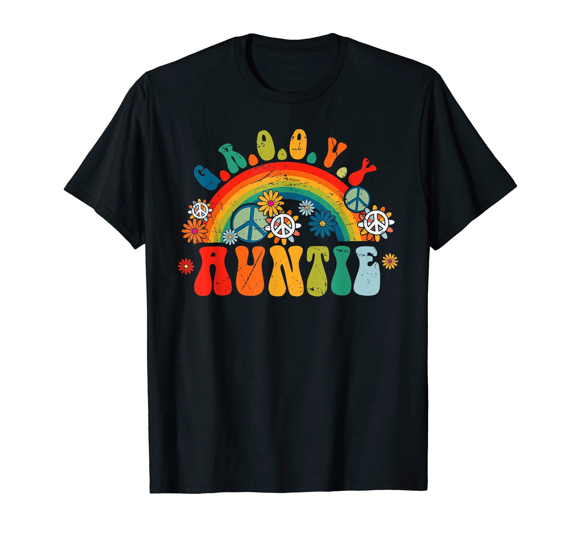 Groovy Auntie Rainbow Colorful T-Shirt - Custom Art Print for Adults - T-Shirt, Sweatshirt, Hoodie