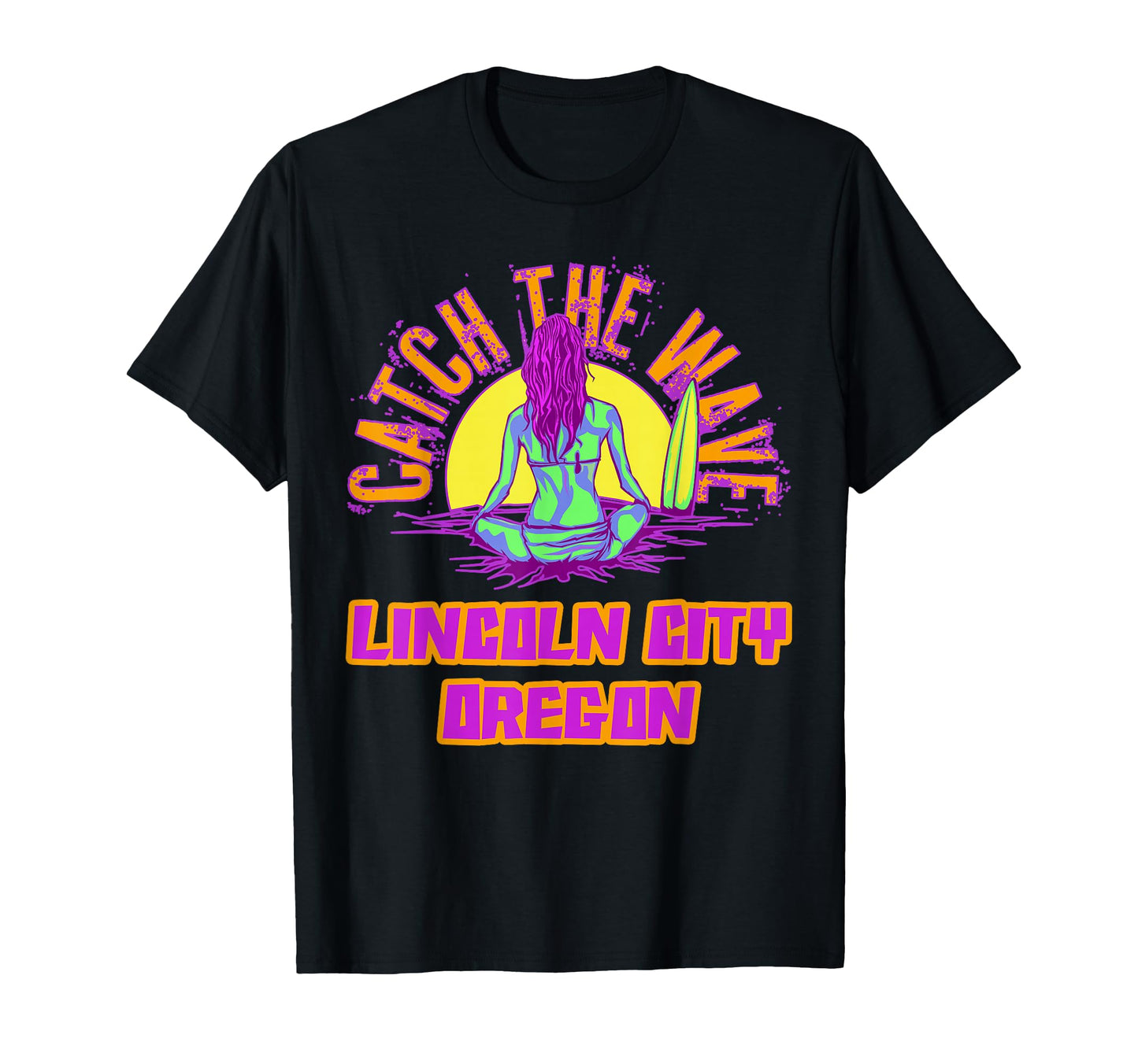 Lincoln City Oregon Surfing T-Shirt - Streetwear Style for Adults - T-Shirt, Sweatshirt, Hoodie