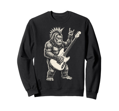 Funny Bigfoot Playing Guitar Rock Sweatshirt - Streetwear Style for Adults - T-Shirt, Sweatshirt, Hoodie
