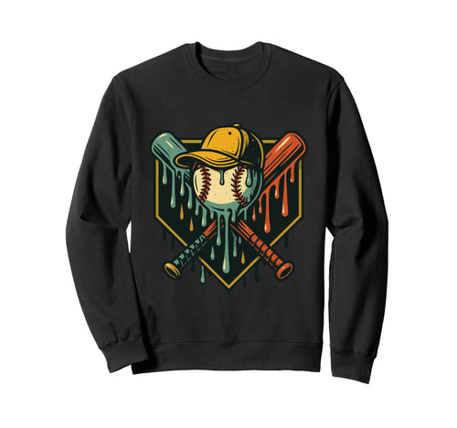 Baseball Drip Ice Cream Bat Sweatshirt - Casual Everyday Wear Men Women - T-Shirt, Sweatshirt, Hoodie