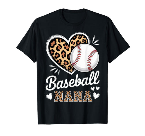 Baseball Nana Leopard Heart T-Shirt - Aesthetic Graphic Men Women - T-Shirt, Sweatshirt, Hoodie