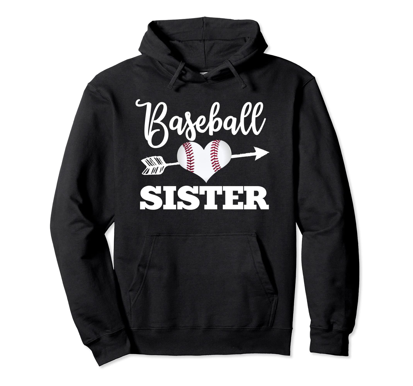 Baseball Sister Heart Softball Usa Hoodie - Casual Everyday Wear Men Women - T-Shirt, Sweatshirt, Hoodie