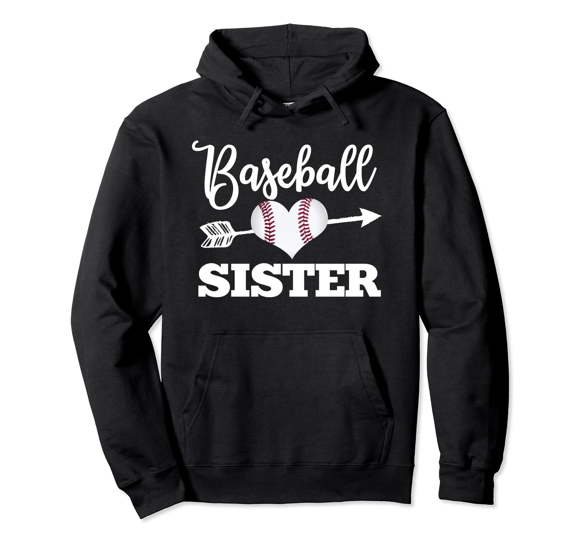Baseball Sister Heart Softball Usa Hoodie - Casual Everyday Wear Men Women - T-Shirt, Sweatshirt, Hoodie