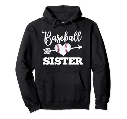 Baseball Sister Heart Softball Usa Hoodie - Casual Everyday Wear Men Women - T-Shirt, Sweatshirt, Hoodie