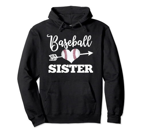 Baseball Sister Heart Softball Usa Hoodie - Casual Everyday Wear Men Women - T-Shirt, Sweatshirt, Hoodie