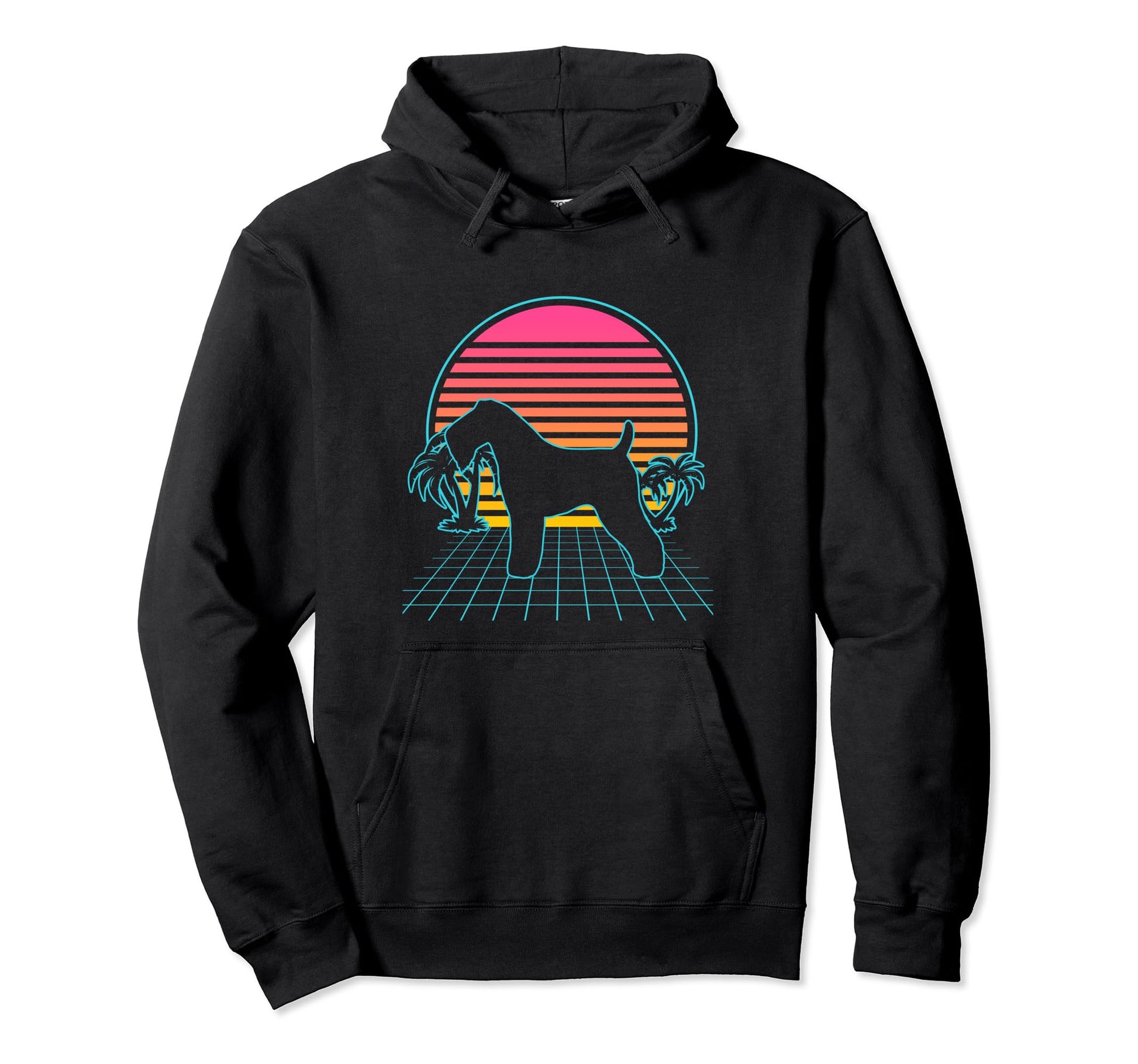 Kerry Blue Terrier 80S Vaporwave Hoodie - Novelty Apparel for Adults - T-Shirt, Sweatshirt, Hoodie