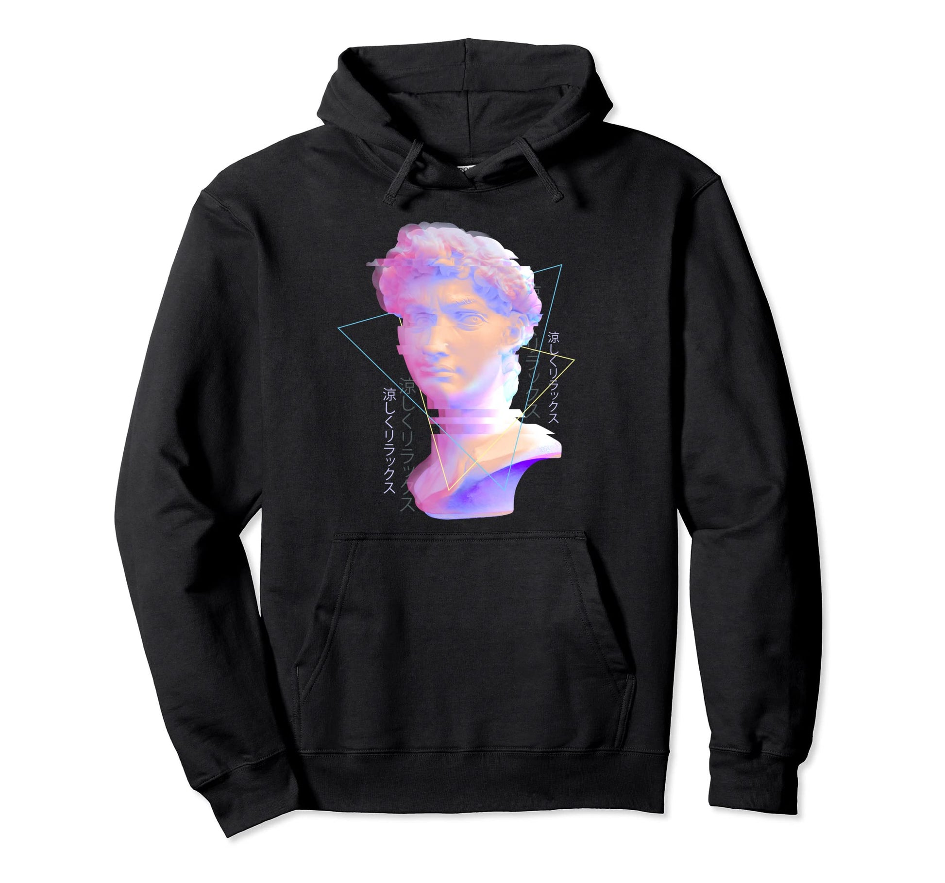 Vaporwave David Bust Statue Glitch Hoodie - Casual Everyday Wear Men Women - T-Shirt, Sweatshirt, Hoodie