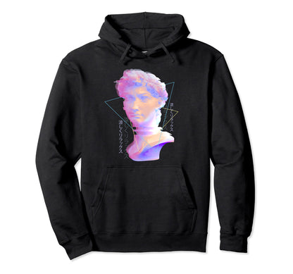 Vaporwave David Bust Statue Glitch Hoodie - Casual Everyday Wear Men Women - T-Shirt, Sweatshirt, Hoodie