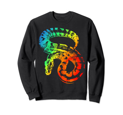 Ball Python Colorful Rainbow Sweatshirt - Streetwear Style for Adults - T-Shirt, Sweatshirt, Hoodie