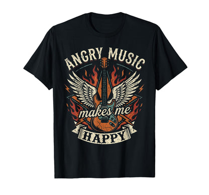 Angry Music Makes Me Happy Skull Rock T-Shirt - Trendy Graphic for Adults - T-Shirt, Sweatshirt, Hoodie
