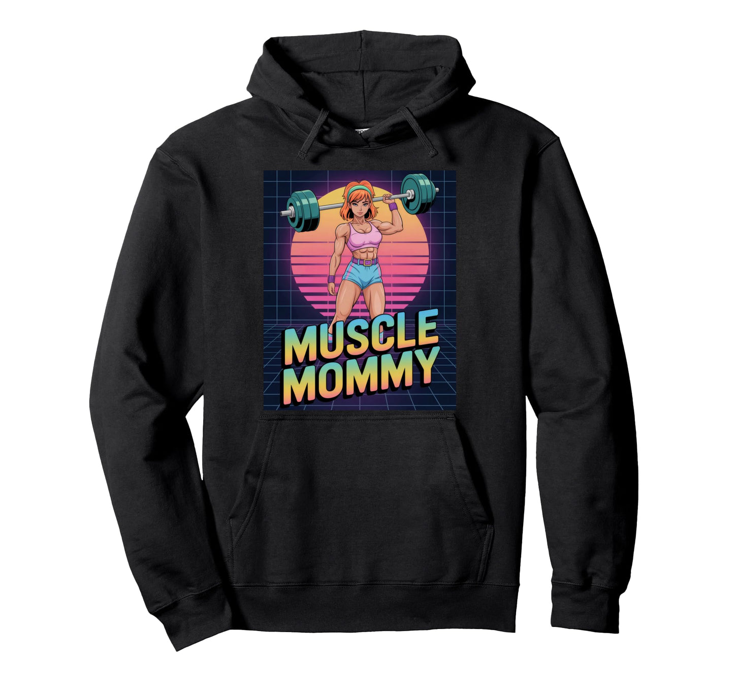 Anime Muscle Mommy Weightlifting Hoodie - Novelty Apparel for Adults - T-Shirt, Sweatshirt, Hoodie