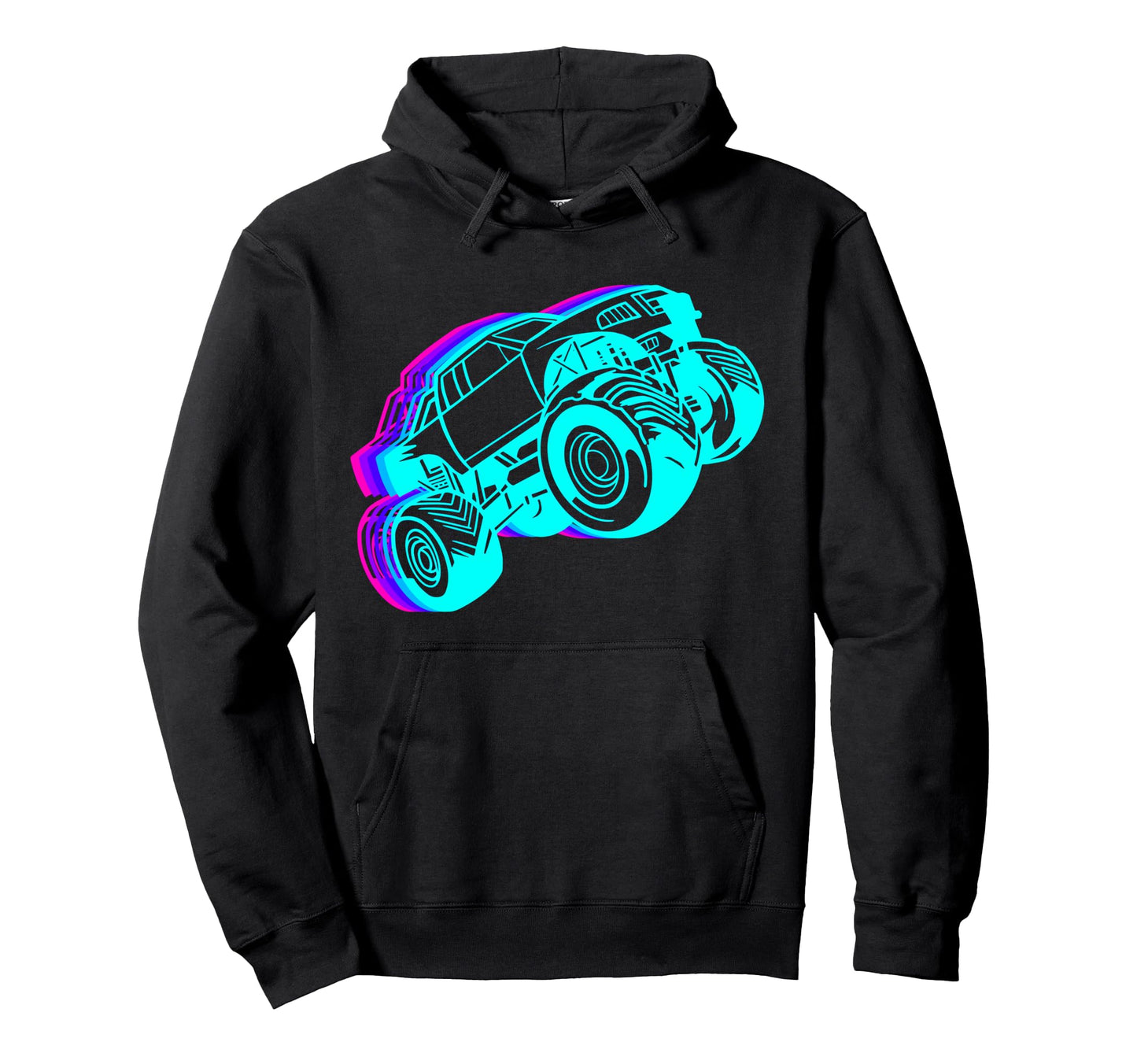 Monster Truck Offroad Vaporwave Hoodie - Trendy Graphic Men Women - T-Shirt, Sweatshirt, Hoodie