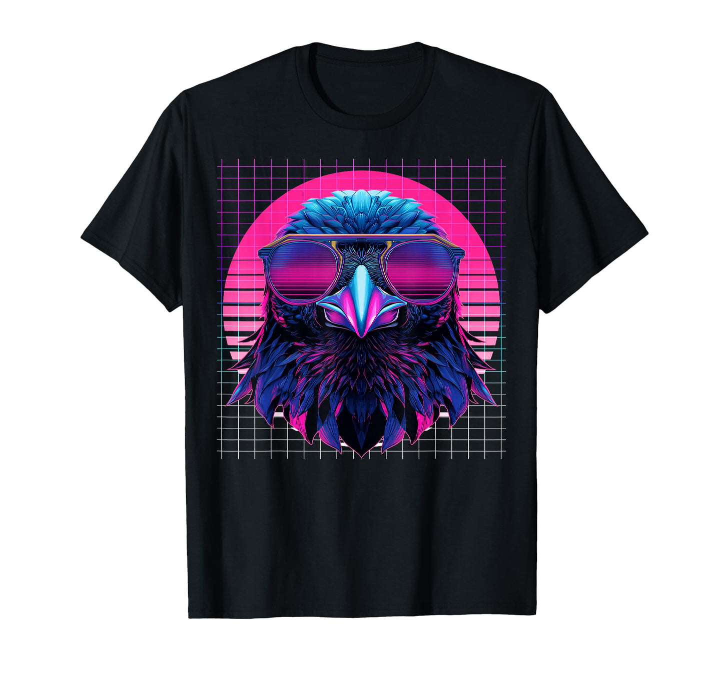 Raven Sunglasses Crow Vaporwave T-Shirt - Custom Art Print for Adults - T-Shirt, Sweatshirt, Hoodie