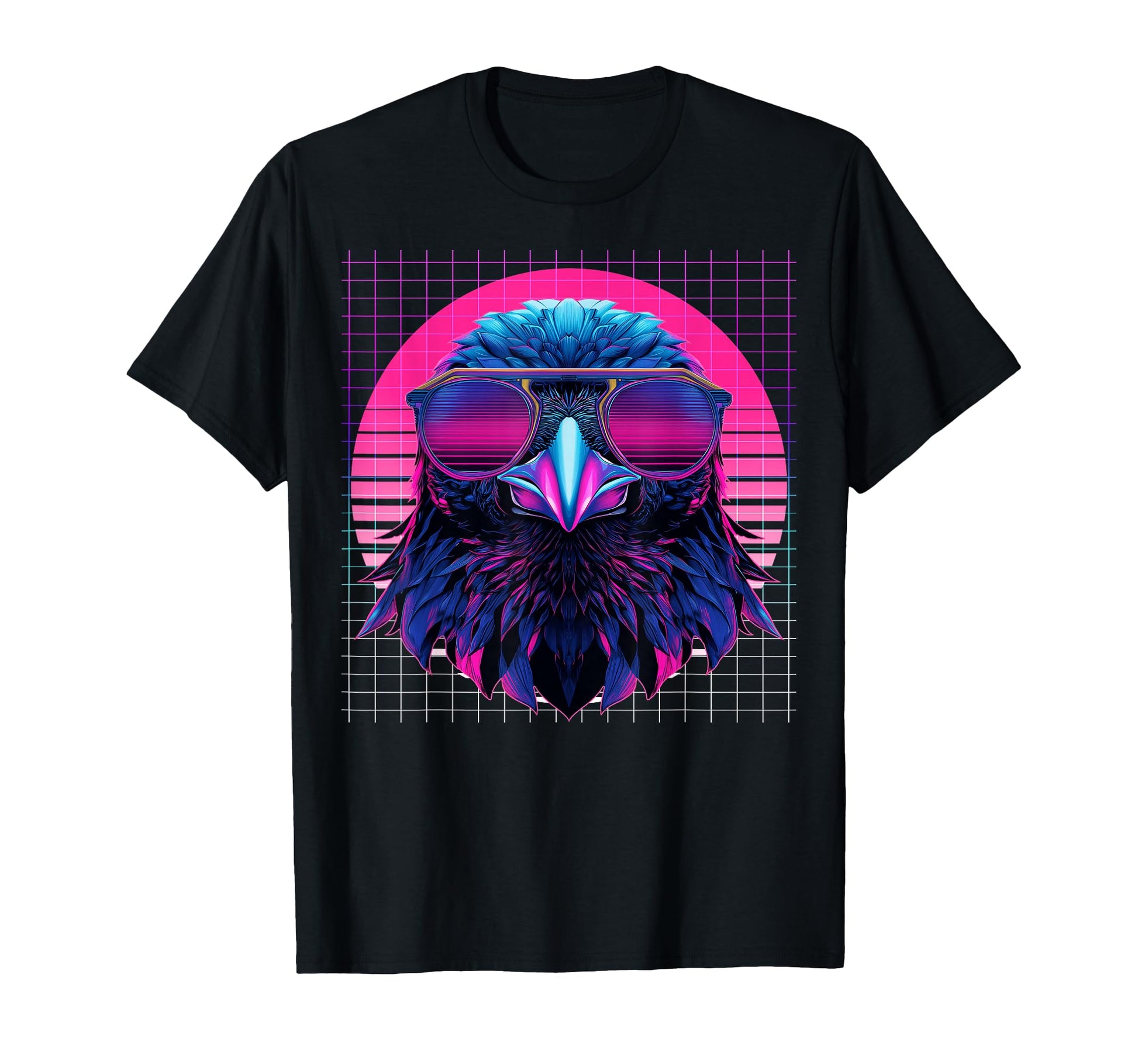 Raven Sunglasses Crow Vaporwave T-Shirt - Custom Art Print for Adults - T-Shirt, Sweatshirt, Hoodie