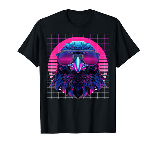 Raven Sunglasses Crow Vaporwave T-Shirt - Custom Art Print for Adults - T-Shirt, Sweatshirt, Hoodie