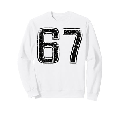 Black Sports Team Number 67 Sweatshirt - Unique Graphic Men Women - T-Shirt, Sweatshirt, Hoodie