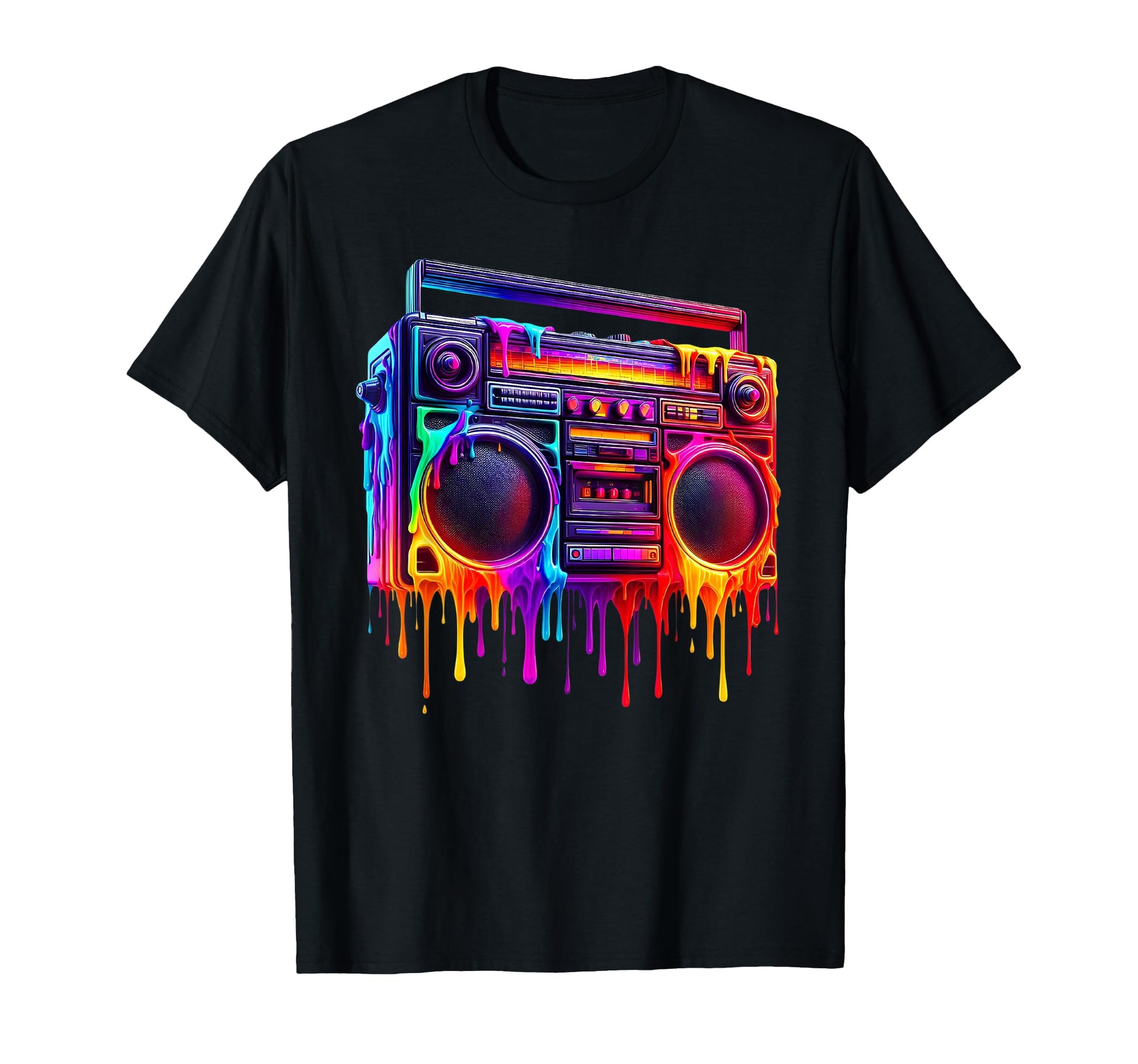 Dripping Paint Boombox Old School T-Shirt - Minimalist Print for Adults - T-Shirt, Sweatshirt, Hoodie