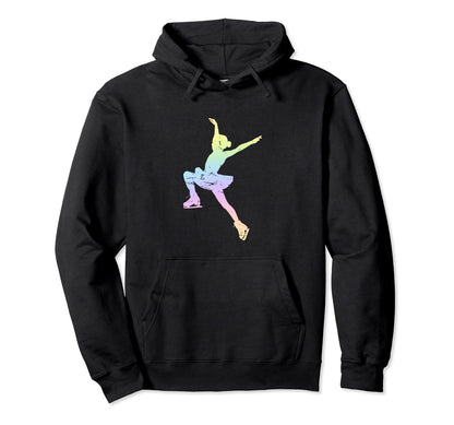 Pastel Rainbow Female Figure Skating Hoodie - Custom Art Print for Adults - T-Shirt, Sweatshirt, Hoodie