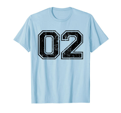 Number 02 Two Varsity Distressed T-Shirt - Aesthetic Graphic for Adults - T-Shirt, Sweatshirt, Hoodie