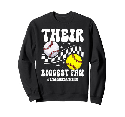 Their Biggest Fan Ballpark Grandma Sweatshirt - Novelty Apparel Unisex - T-Shirt, Sweatshirt, Hoodie