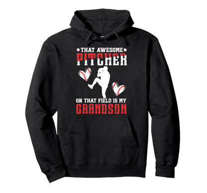 Baseball Pitcher Grandma Proud Hoodie - Minimalist Print Men Women - T-Shirt, Sweatshirt, Hoodie