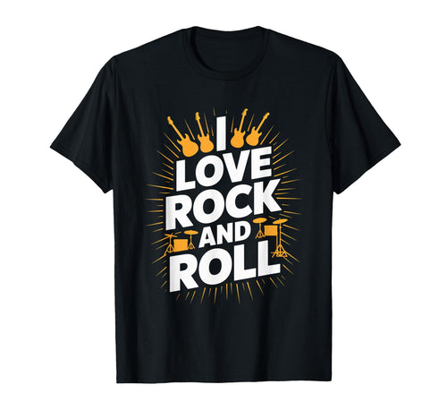 I Love Rock And Roll Music Guitars Drums T-Shirt - Trendy Graphic Men Women - T-Shirt, Sweatshirt, Hoodie