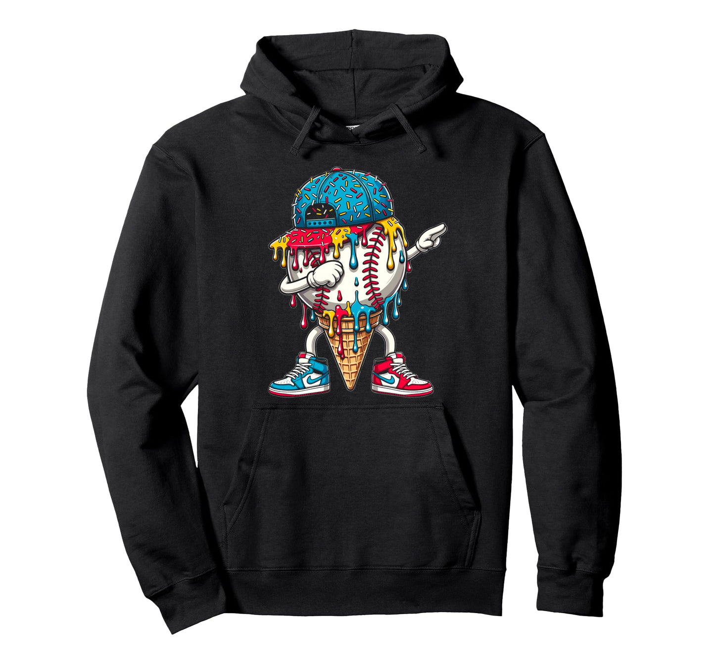 Dripping Baseball Drip Ice Cream Hoodie - Aesthetic Graphic for Adults - T-Shirt, Sweatshirt, Hoodie