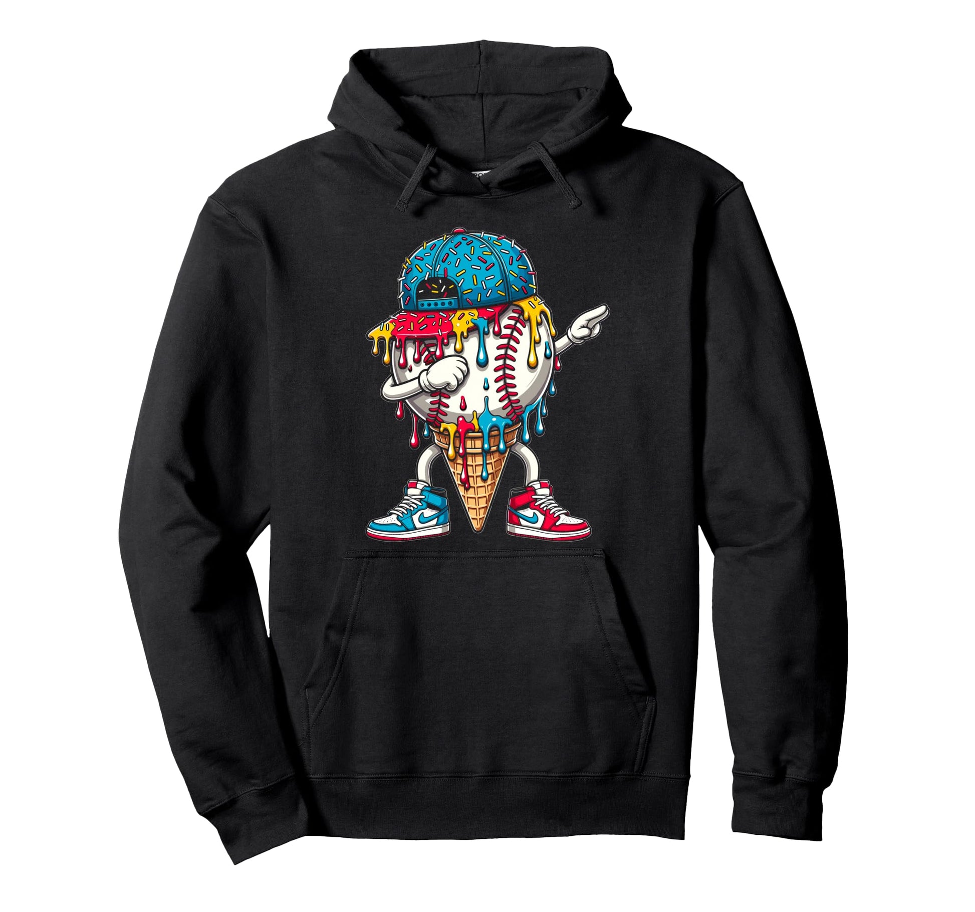 Dripping Baseball Drip Ice Cream Hoodie - Aesthetic Graphic for Adults - T-Shirt, Sweatshirt, Hoodie