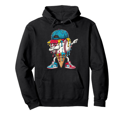 Dripping Baseball Drip Ice Cream Hoodie - Aesthetic Graphic for Adults - T-Shirt, Sweatshirt, Hoodie